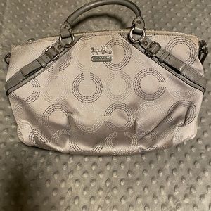 Coach grey and metallic detail handbag